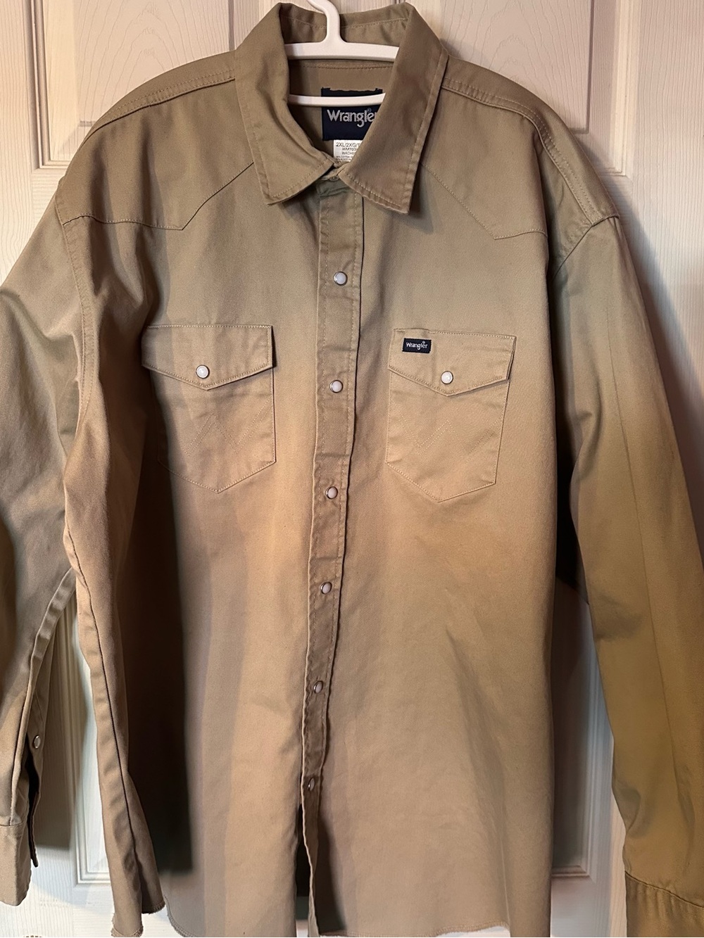 Wrangler 2XL Khaki Western Snap Shirt Long Sleeve Pearl Snap Like New